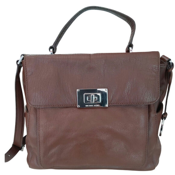 Michael Kors Handbags - Michael Kors brown leather purse handle/strap TurnKey latch closure. Storage